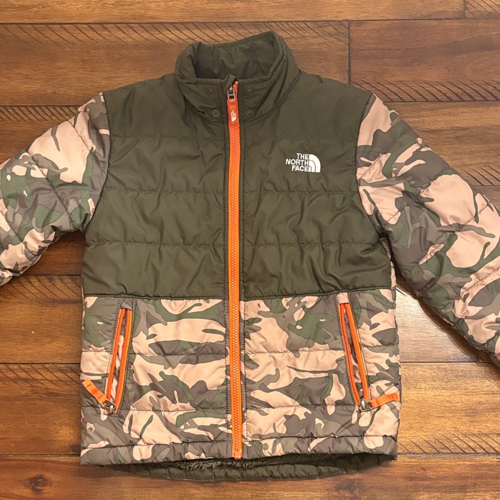 Kids The North Face Green and Tan Camo Jacket